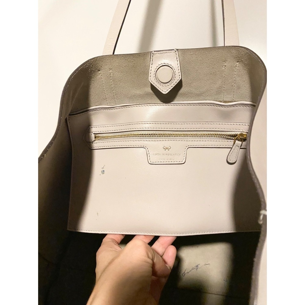 Anya Hindmarch Ebury Shopper II Gray Leather Tote Googly Eyes Steam Circus - Picture 14 of 16